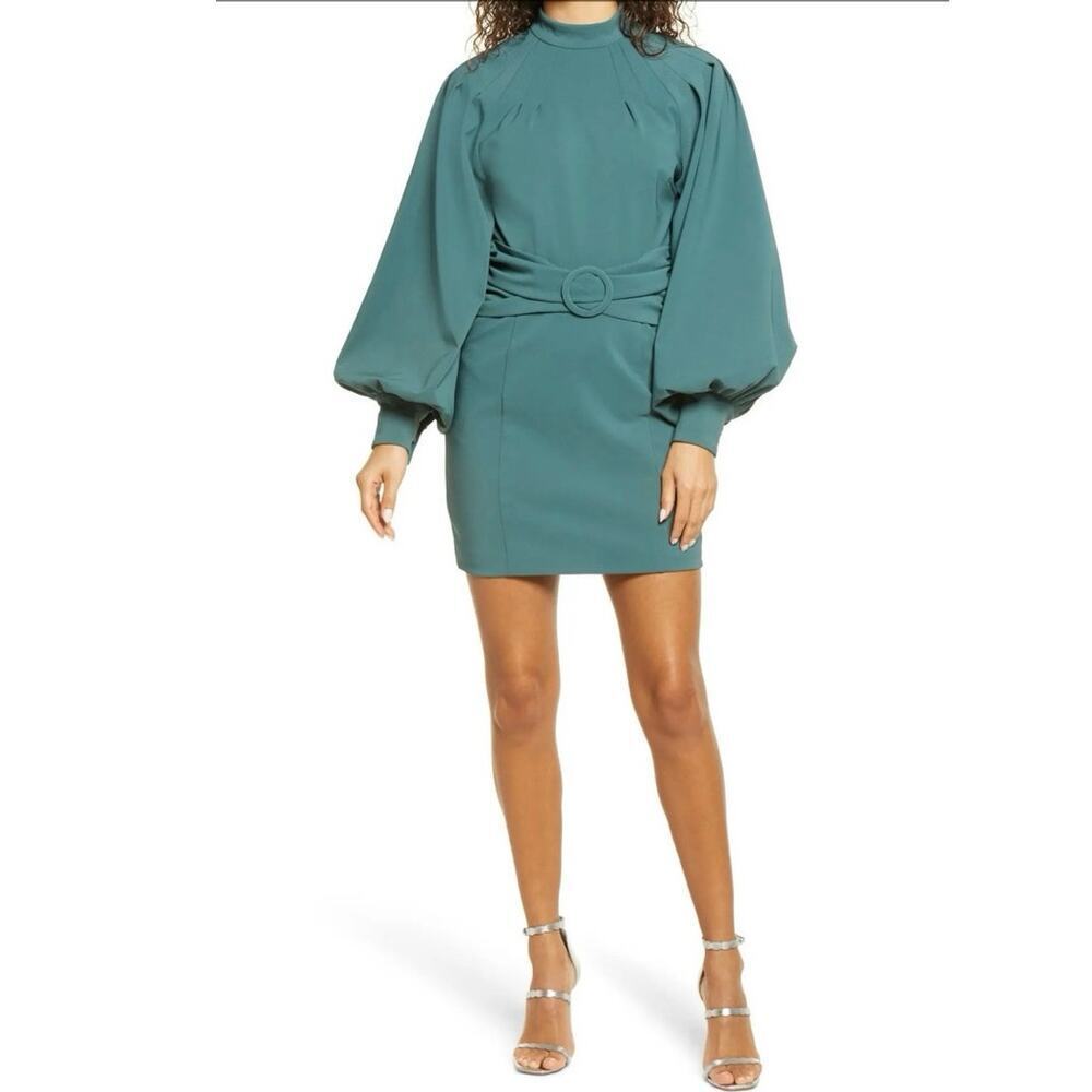 Lavish Alice Open Back Long Balloon Sleeve Mini Cocktail Dress 8